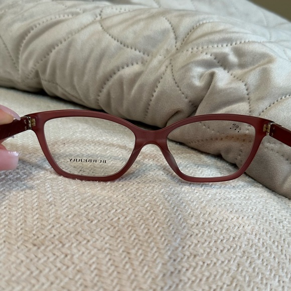 Burberry dark cherry red Matte plaid print rectangular prescription frames - Picture 9 of 10